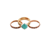 Barse Bronze Copper and Turquoise Stack Ring