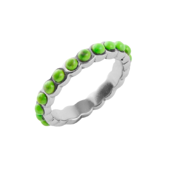 Barse Single Lime Turquoise Band Stack Ring Silver