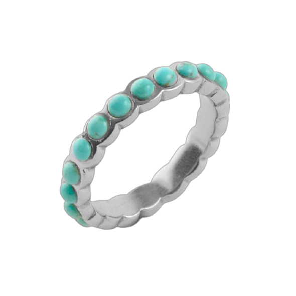 Barse Single Turquoise Band Stack Ring Silver