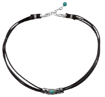 Barse Turquoise Leather Cord Necklace