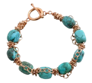 Barse Twist Link Copper and Turquoise Bracelet