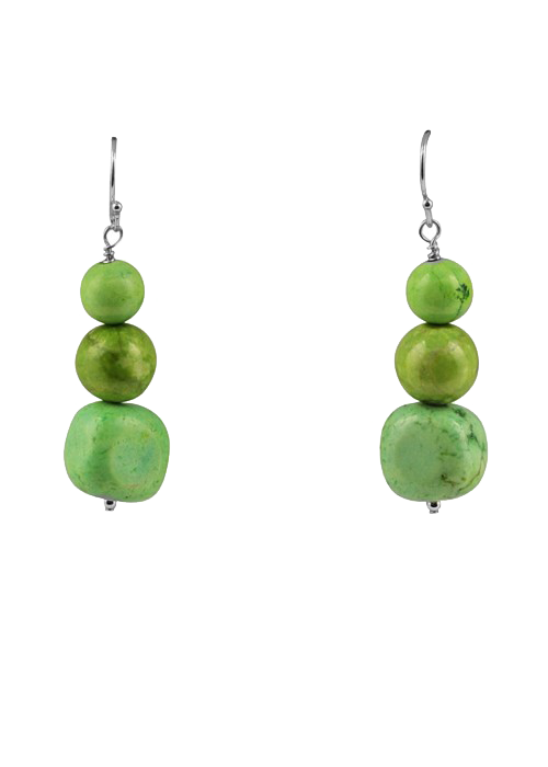 Barse Lime Green Howlite Beaded Earring