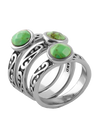 Barse Round Lime Turquoise Triple Ring Silver