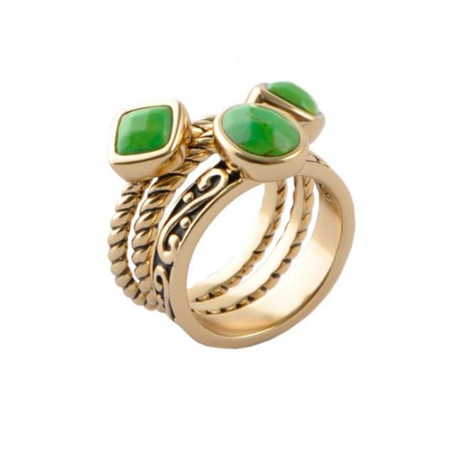 Barse Multi-Shape Lime Turquoise Trio Ring