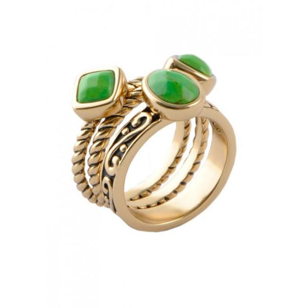 Barse Multi-Shape Lime Turquoise Trio Ring